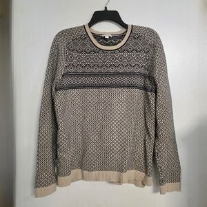 VTG GAP Black and Cream Fair Isle Crew Neck Sweater